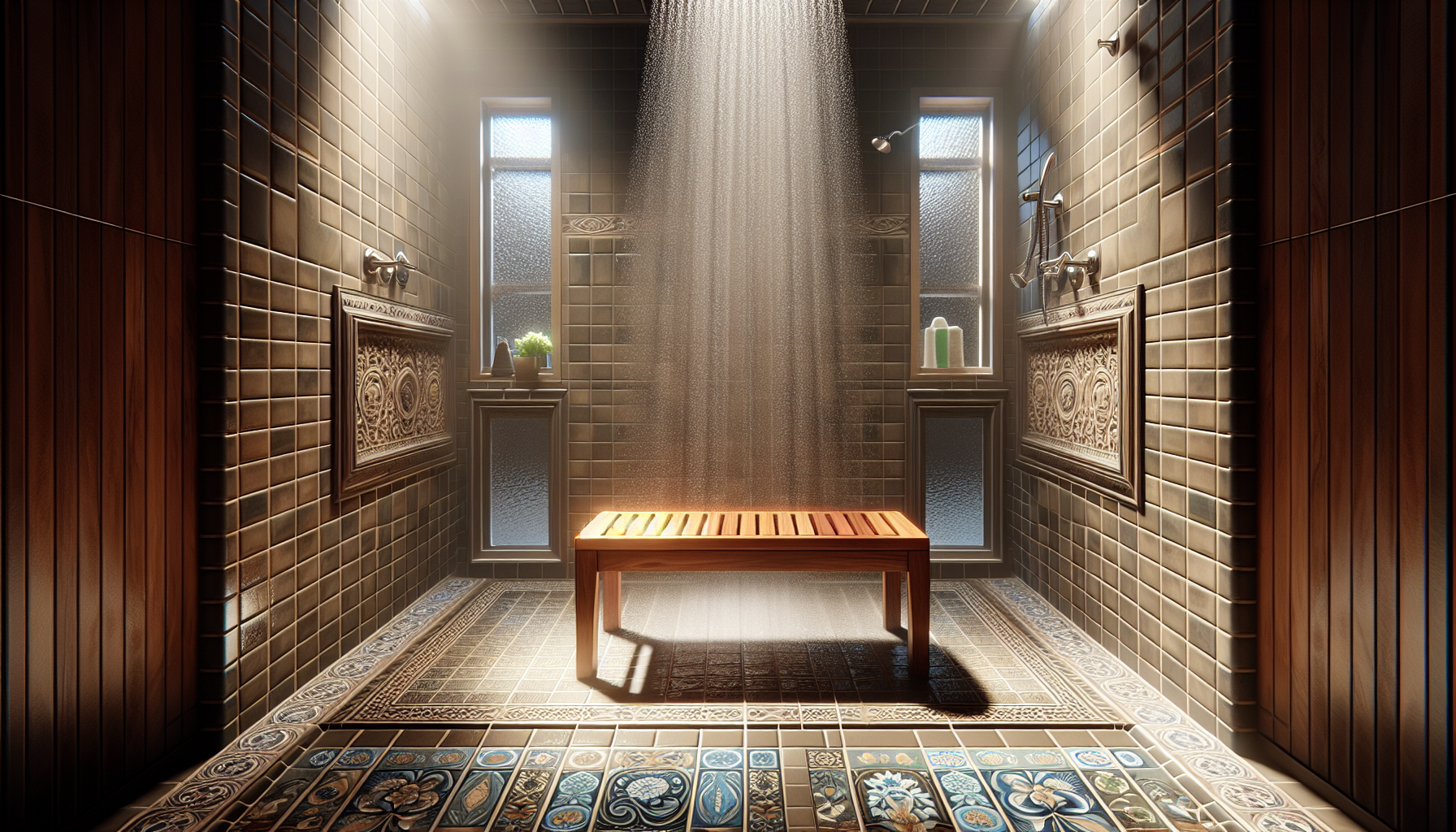 Teak Shower Bench In Shower