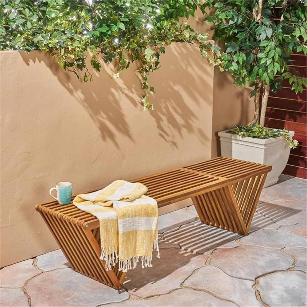 Christopher Knight Home Esme Outdoor Acacia-Wood Bench, Teak-Finish review