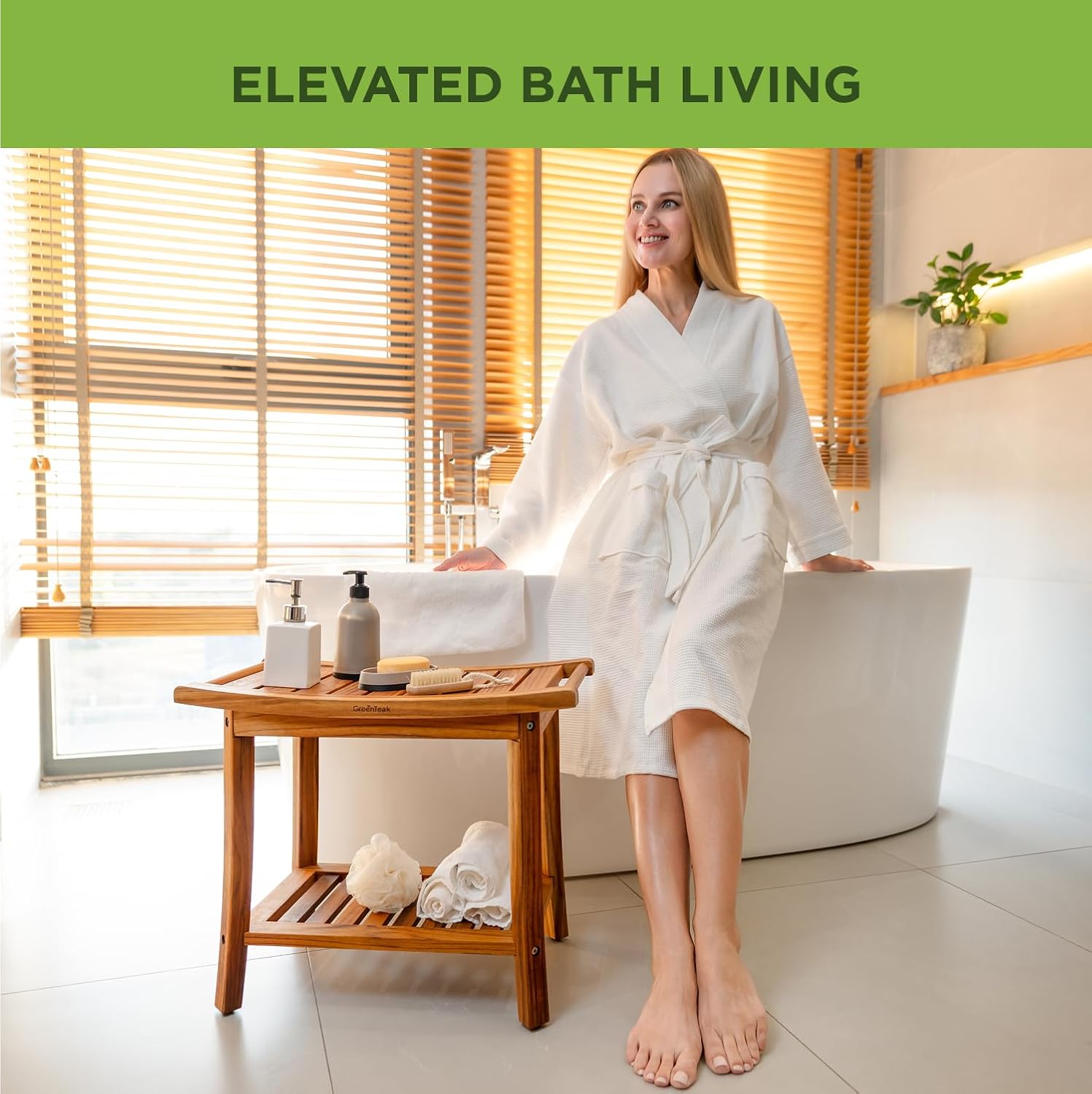 Premium 22\” Teak Shower Bench with Handles review