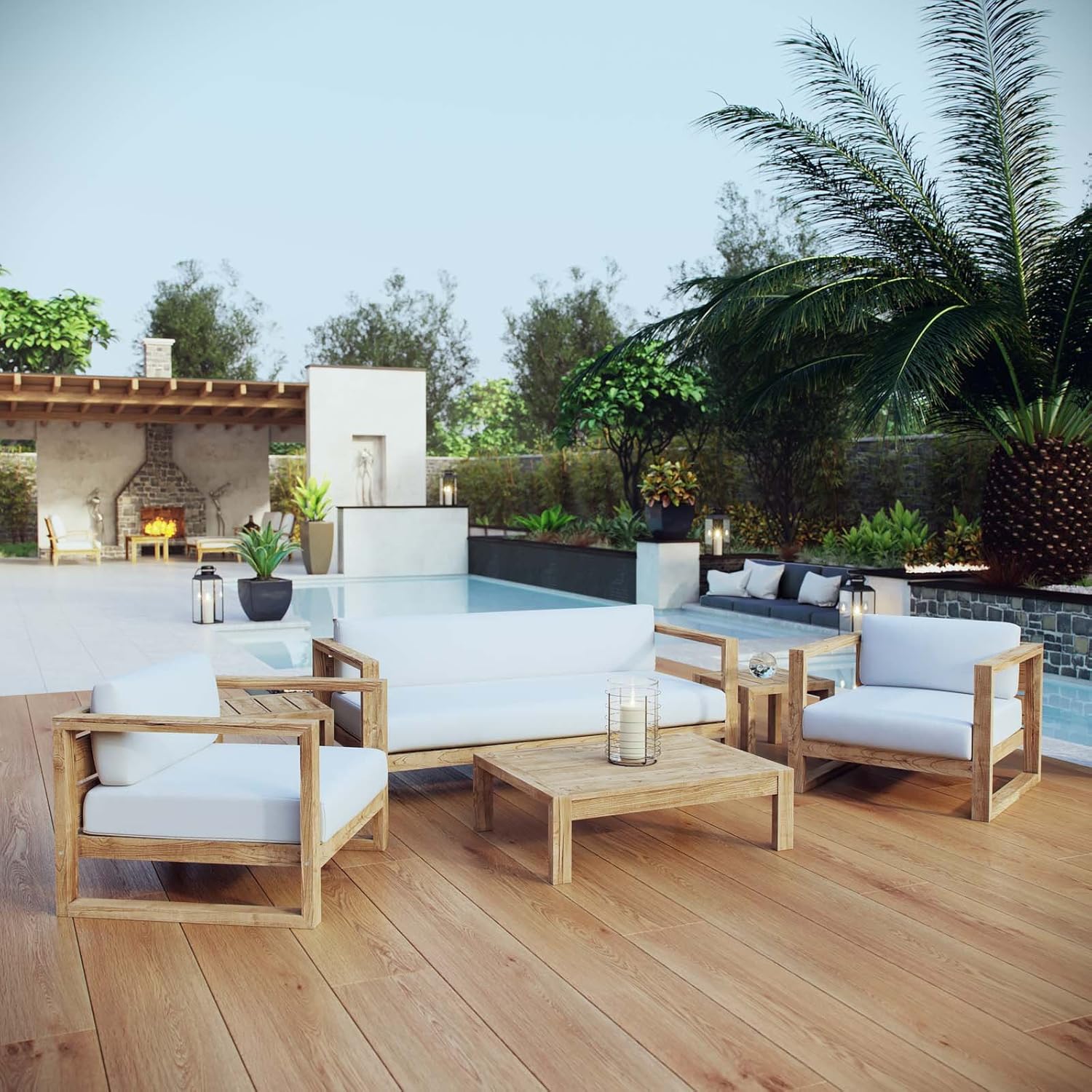 Modway Upland Teak Outdoor 6-Piece Sectional review