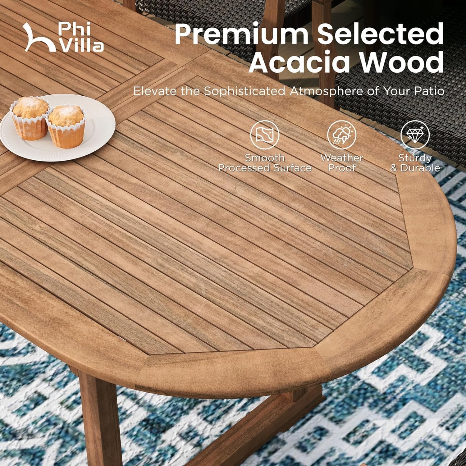 PHI VILLA 9-Piece Acacia Wood Outdoor Dining Set review
