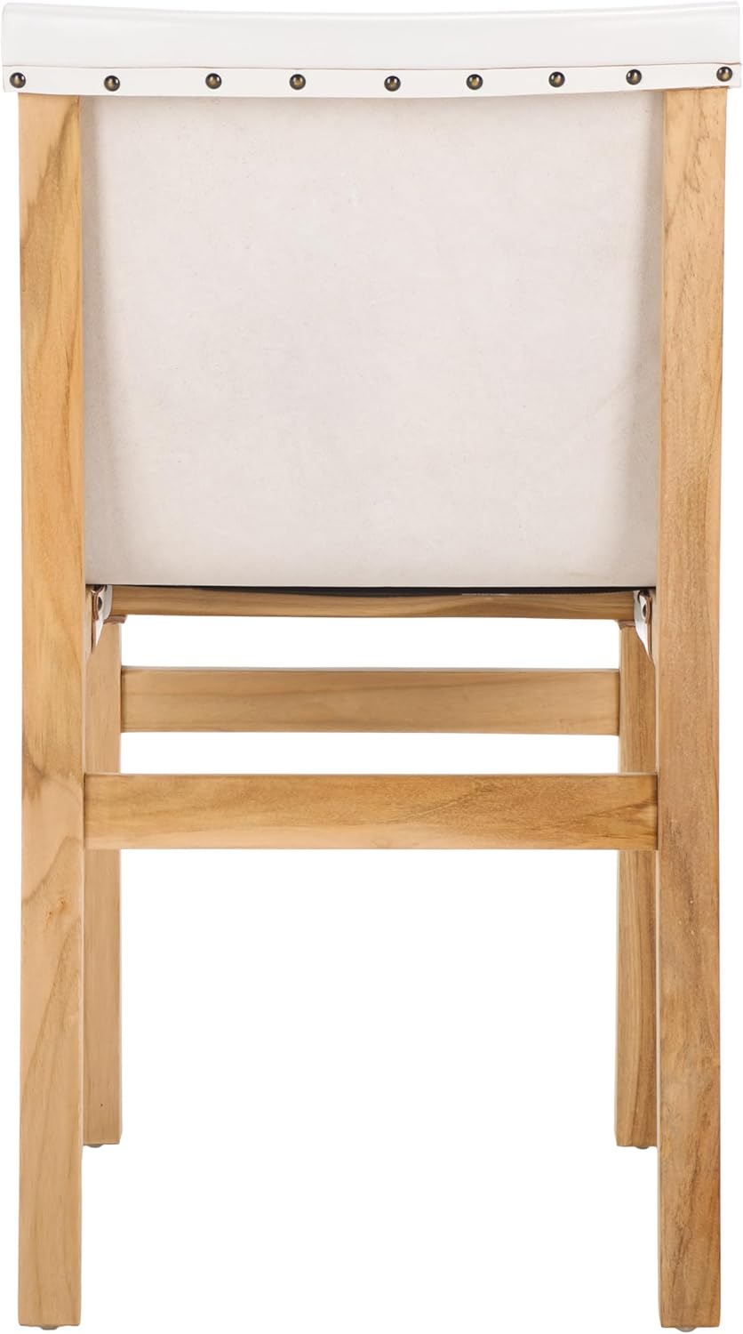 SAFAVIEH Arian White Leather Teak Dining Chair review