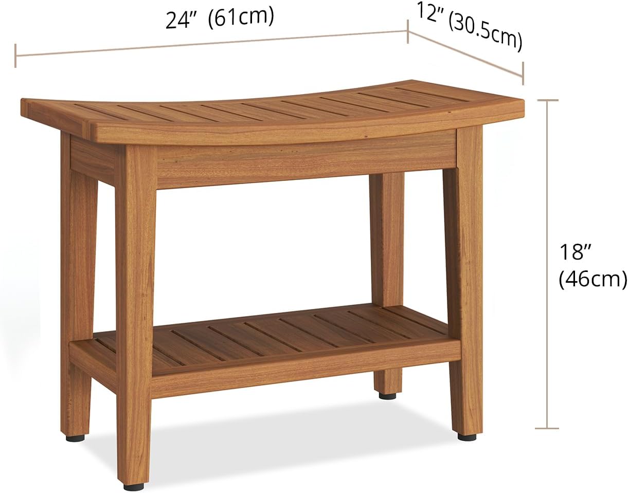 Original Maluku 24\” Teak Shower Bench with Shelf review