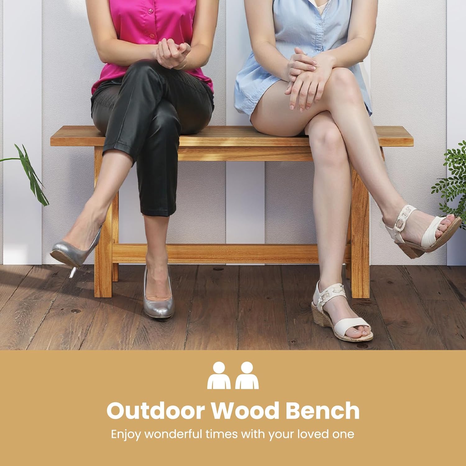 Tangkula Outdoor Teak Wood Bench, Patio Dining Bench Seat, Wooden Garden Bench, 2-Person Loveseat Seating for Porch, Backyard and Poolside (1,Natural) review