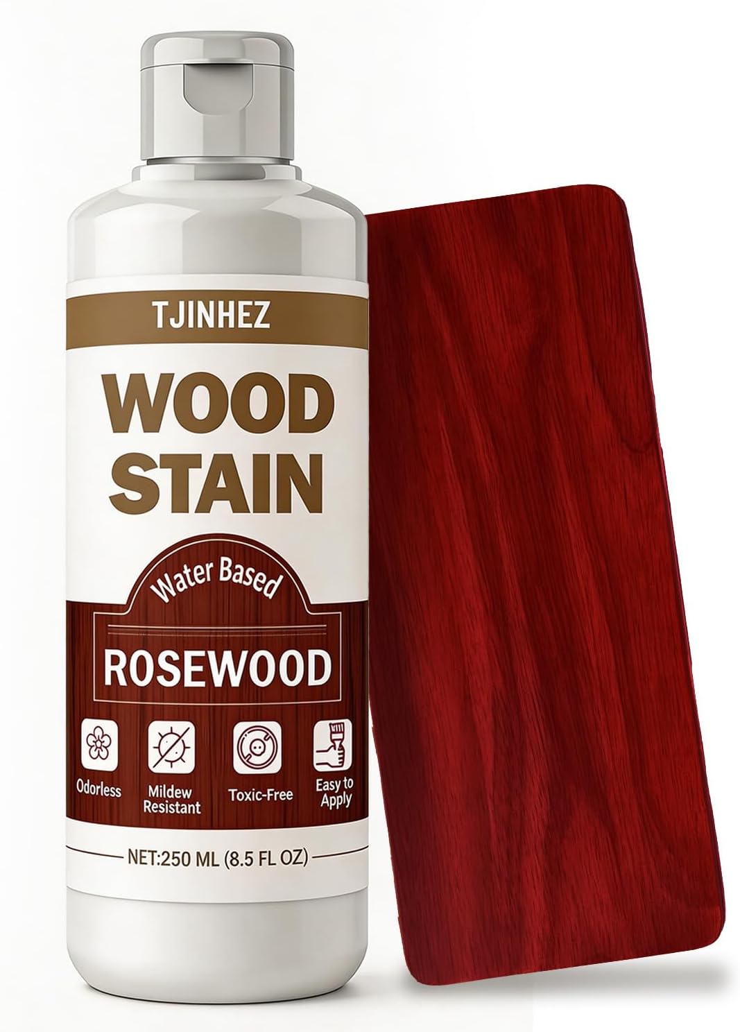 Rosewood Wood Stain, 8.5oz/250ml Water Based Wood Stain, Premium Indoor & Outdoor Wood Finish for Furniture, Cabinets, Doors