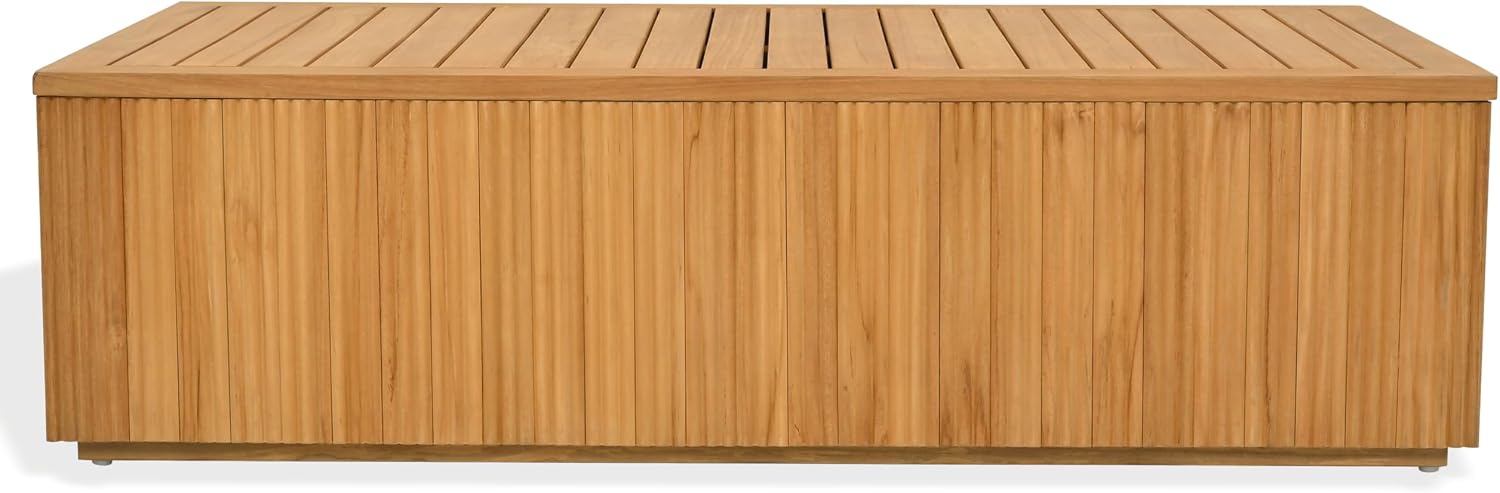 SAFAVIEH Couture Outdoor Patio Furniture Collection – Saint Lucia Natural Teak Wood Coffee Table, Reeded Outdoor Accent Table for Patio, Deck & Garden, Solid Teak (CPT1070A) review